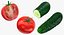 Tomaten und Gurken ganz und geschnitten 01 - 4 Modelle