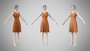3D Dress 36 Amber Thread Brocade