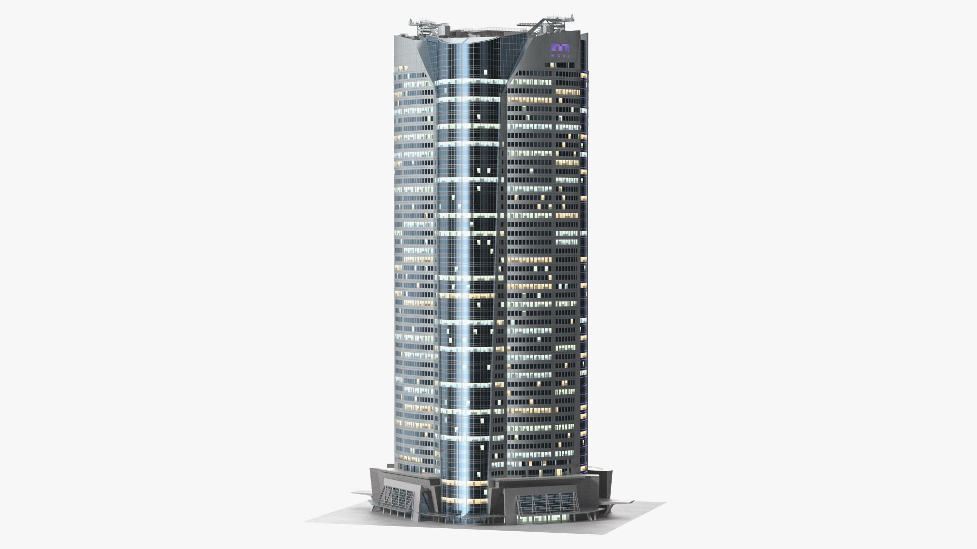 Roppongi Hills Mori Tower Night Glow 3D model preview