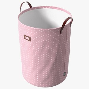 Freestanding Laundry Basket Pink Empty 3D model