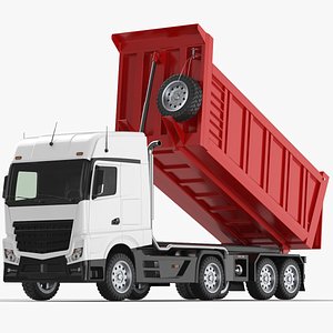 3D Detailed Transfer Dump Truck Red
