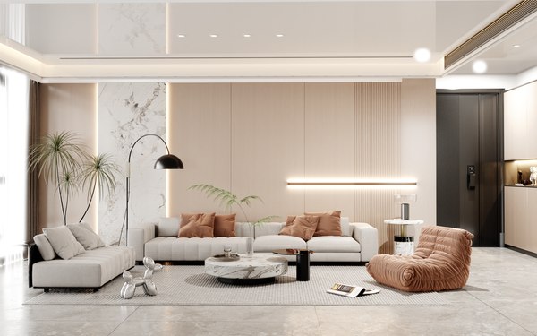 Minimalist living room interior scene blender 3D model