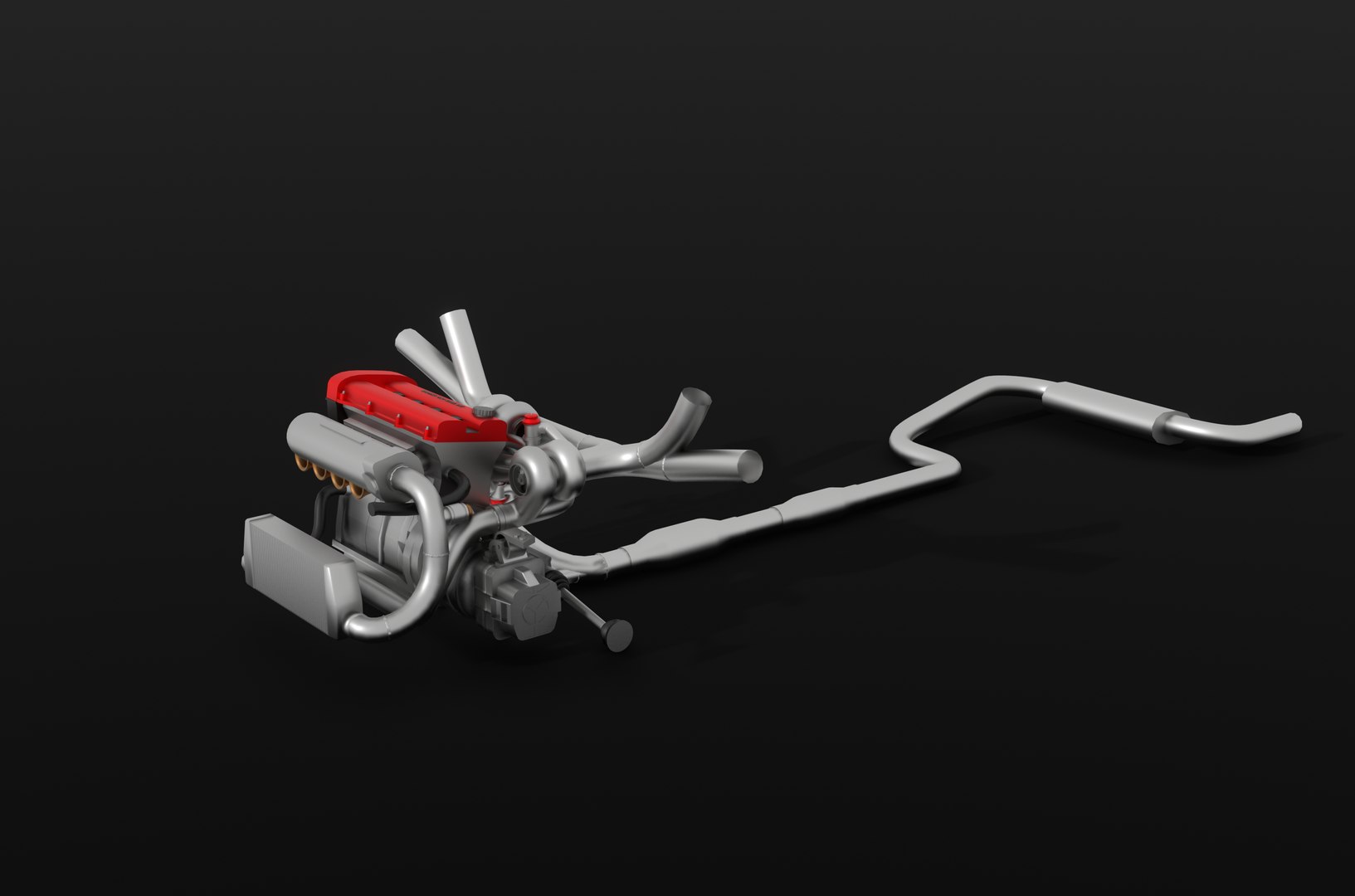 3D 4 Cylinder Engine With Simple Internals Model - TurboSquid 1807319