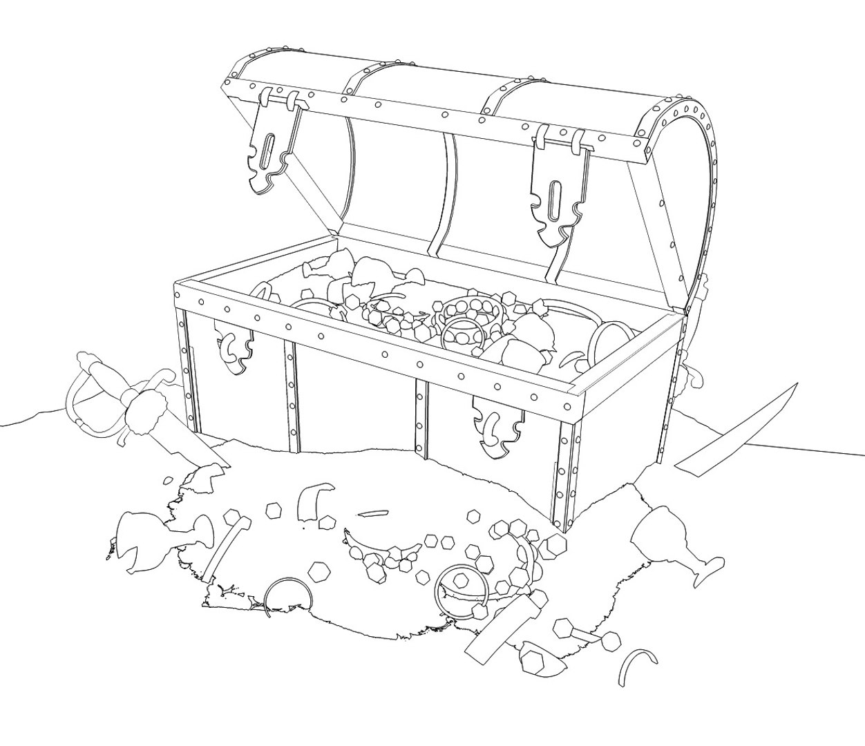 antique treasure chest 3d c4d