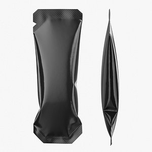 Realistic Glossy Black Shaped Stick Sachet Mockup 08