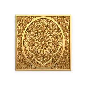 Classic Baroque decor Ornamental square Relief STL 06 3D model