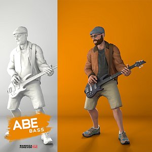 playing bass 3D model