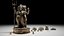 Indian Goddess Statue 3D Model Pack Hindu Trishula Trident Diya Lamp Rocks