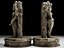 Indian Goddess Statue 3D Model Pack Hindu Trishula Trident Diya Lamp Rocks