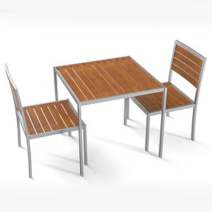 Steel Outdoor Cafe teak Table & Chair