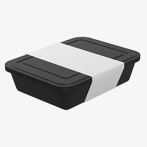 Plastic food container box tray with label mockup 05