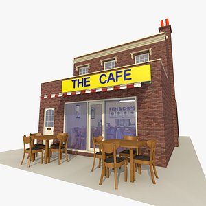 3d model cafe restaurant 2 exterior