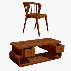 Dining Chair With Coffee Table Wooden model