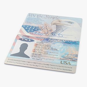 USA Passport Open Page 3D model