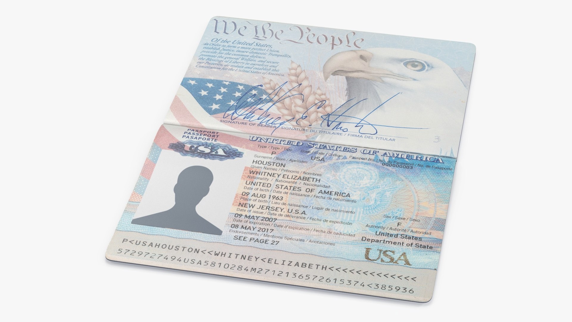 USA Passport Open Page 3D Model - TurboSquid 2219337