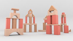 Wood toy construction blocks