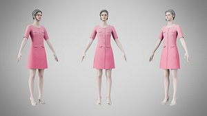 Dress 37 Tickle Me Pink With Design 3D model
