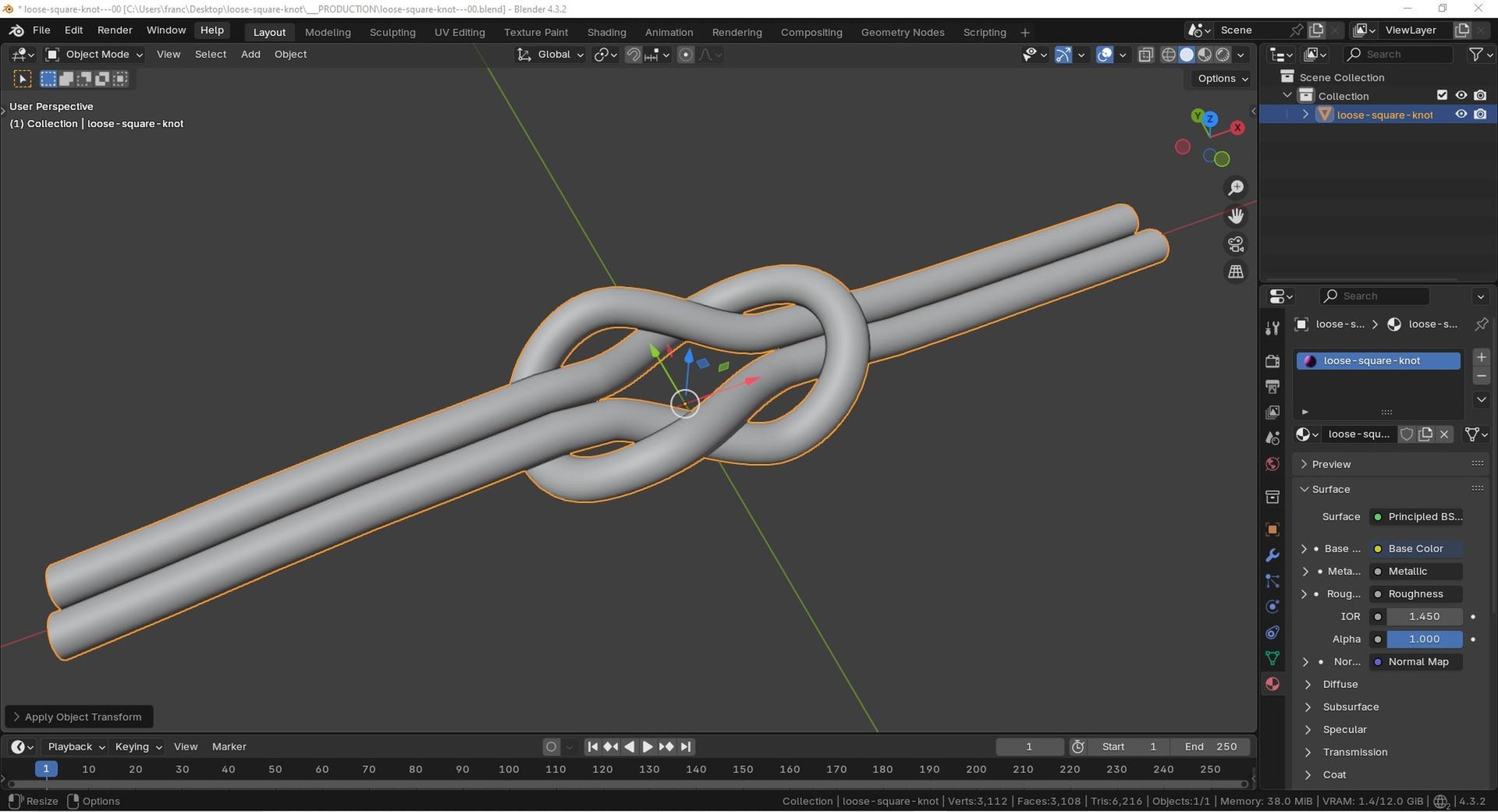 3D Loose Square Knot Model - TurboSquid 2396668