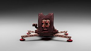 3d model cartoon 4-gun turret