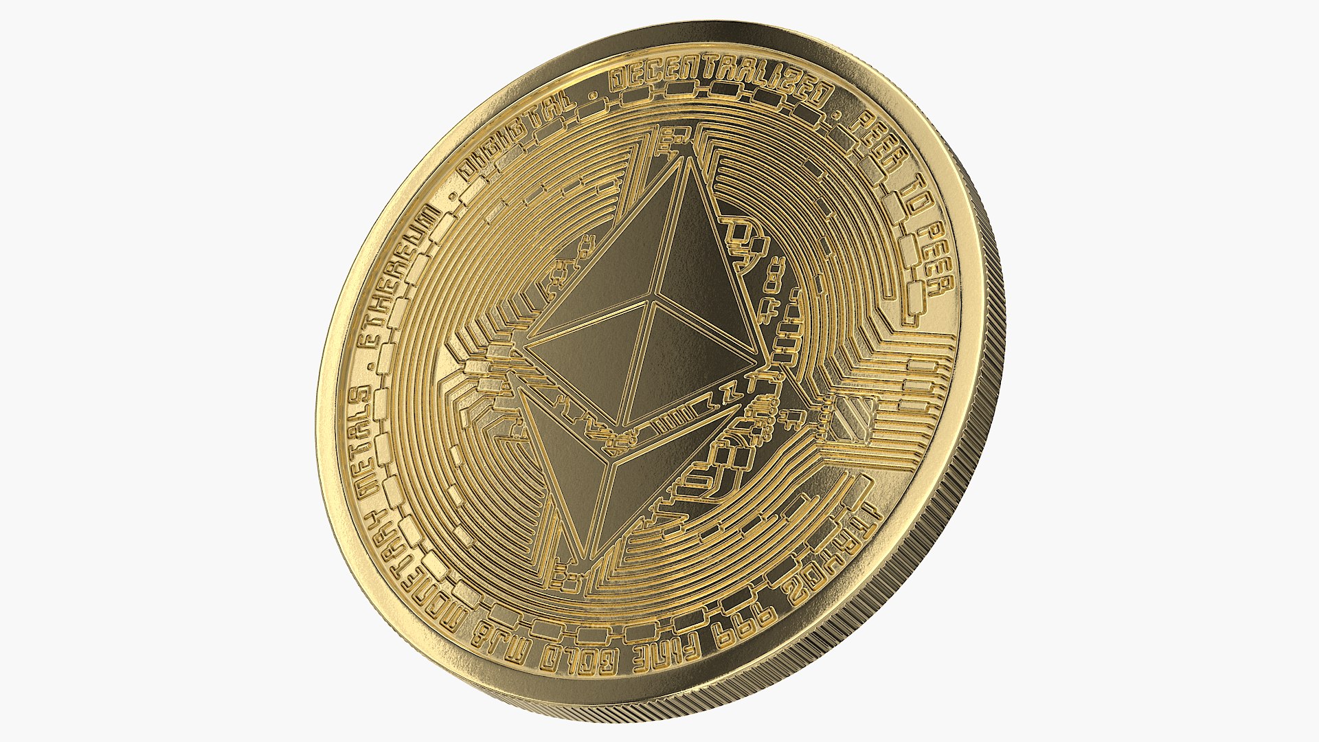 3D Model Ethereum Gold Coin - TurboSquid 2276125