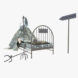 bed hospital psychiatric 3D model