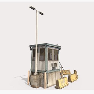 3D Security Booth With Roadblocks