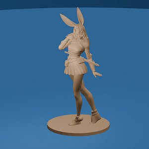 Cute Woman Rogue Wearing Rabbit Ears 3D model