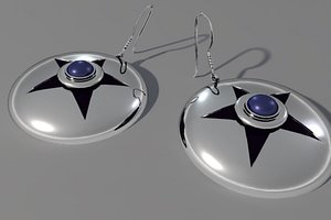 3d earrings star silver model