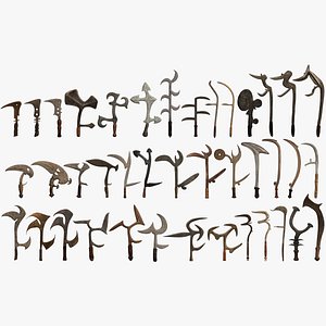 African Throwing Knives Collection 40 Pieces model