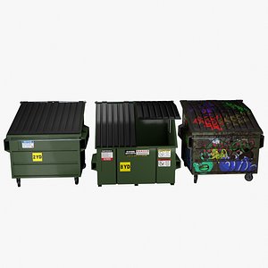3D Green Dumpsters collection model