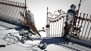 old broken gate 3d max