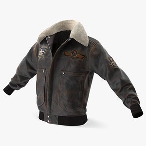 Old Fur Bomber Jacket Black Fur 3D model