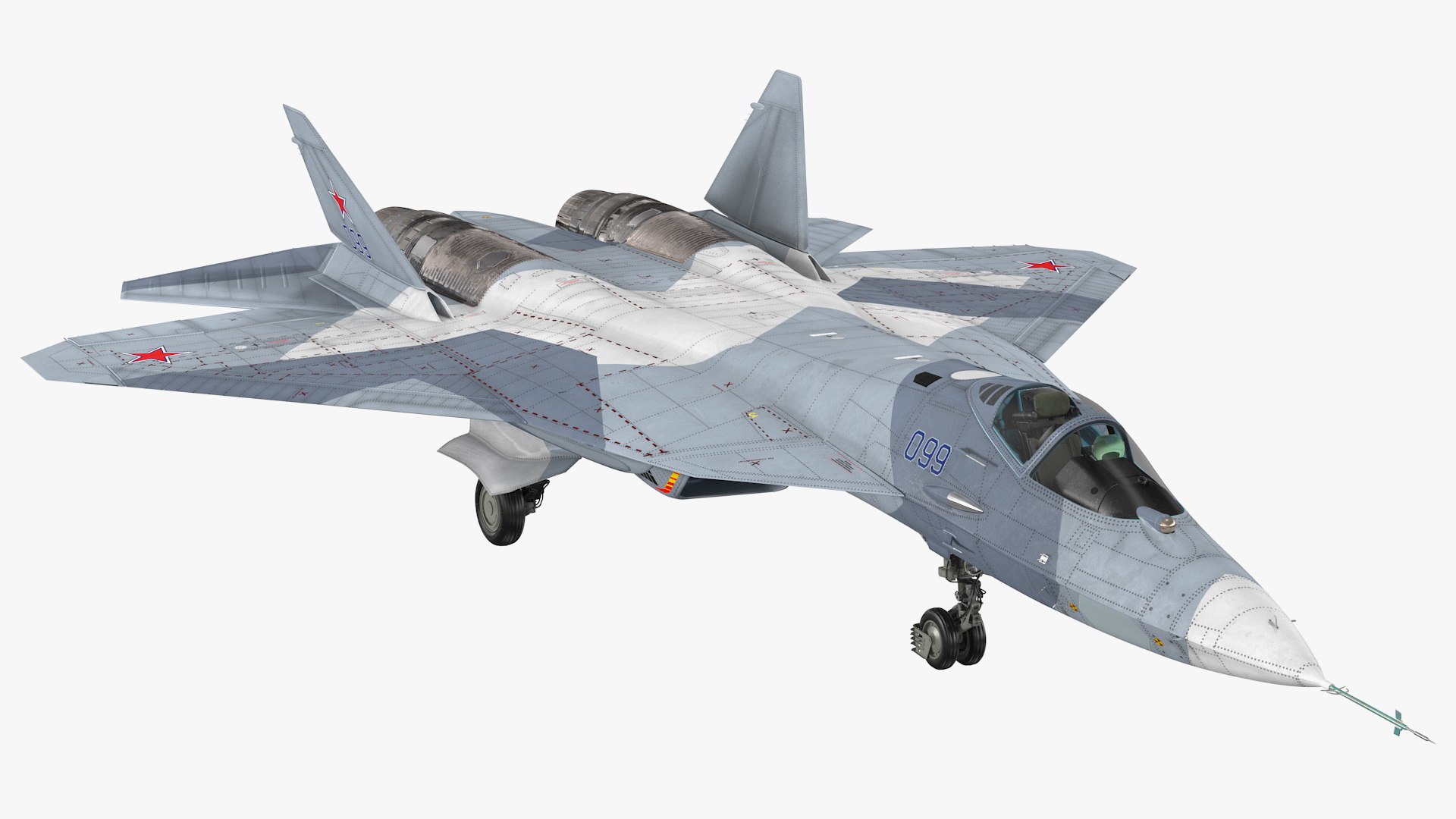 Stealth Multirole Fighter SU-57 Rigged 3D model preview