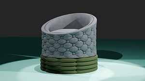 3D Modern Tufted Lounge Chair Luxury 3D Model model