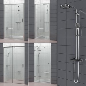 set shower doors ravak 3D