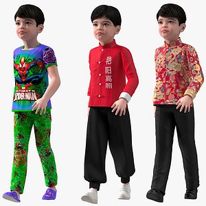 Rigged Asian Child Boys Collection for Cinema 4D 3D