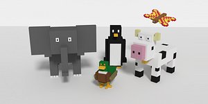 fbx animals butterfly elephant