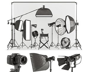 A set of equipment for a photo studio l 3D model