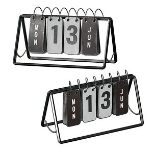 3D Metal swing calendar plate on a spring model