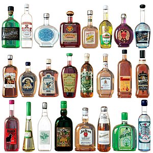 bottles strong alcohol 3D model