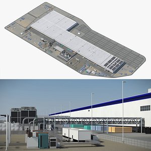 Large Industrial Factory Complex White 3D model