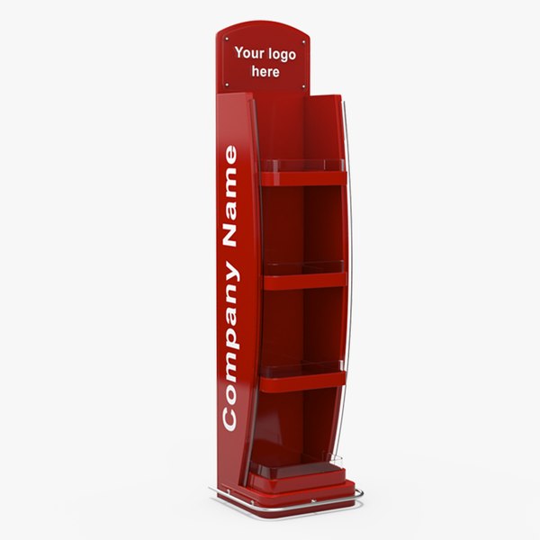 3D Red Floor Display Stand Mockup