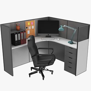 3D real office cubicle