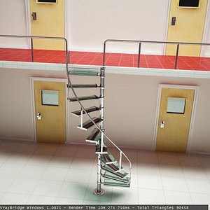 3d metal glass staircase model