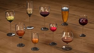 Crystal Glasses and Alcoholic Drinks Collection