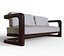 Divano moderno con struttura in legno e cuscini beige