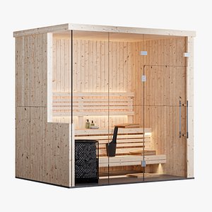 3D Indoor sauna cabin model