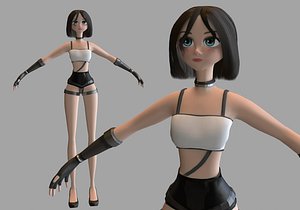 woman in black and white 3D