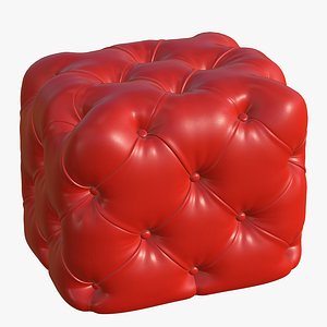3D Pouf Chesterfield Leather Velour