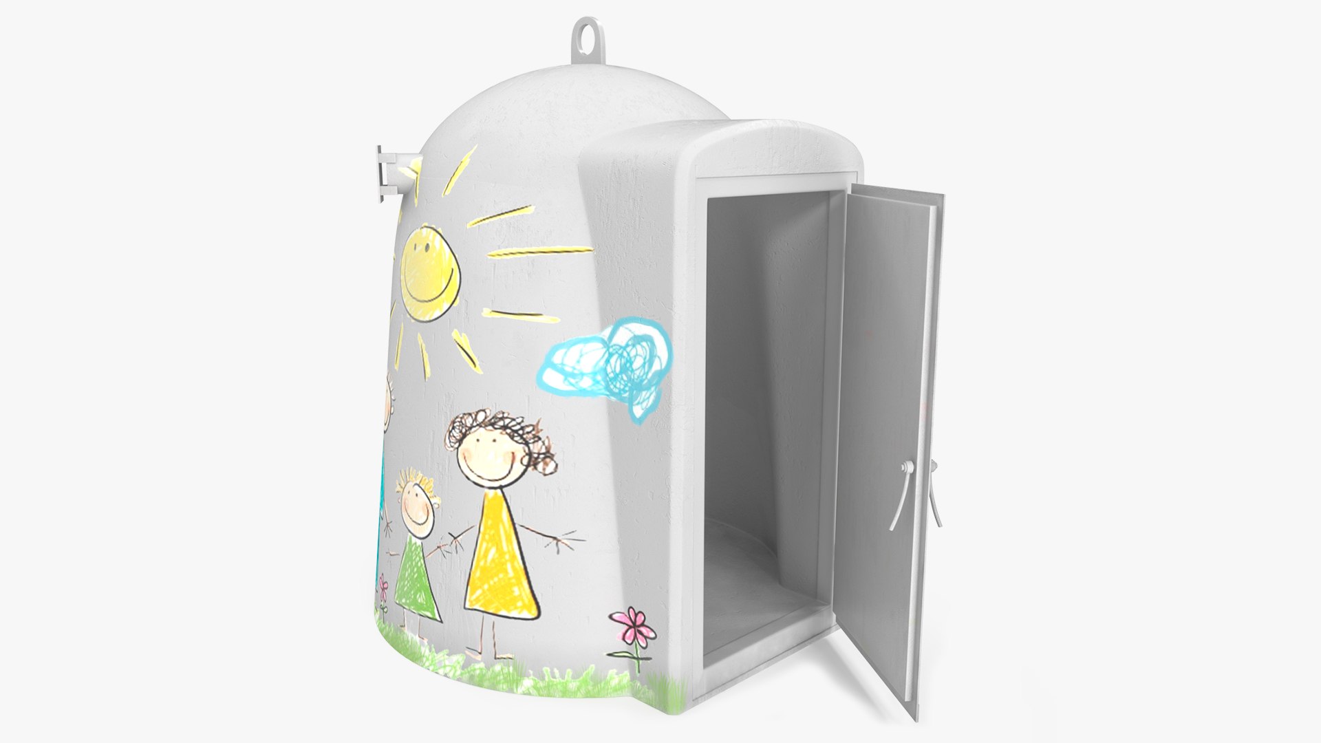 Painted Capsule Bomb Shelter Kids Art 3D model preview